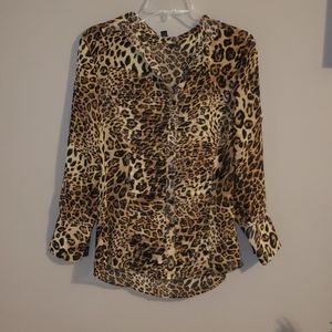 animal print brown blouse